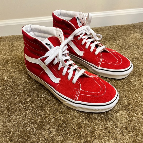 Vans Other - Vans Red Suede High tops Mens 7 Womens 8.5